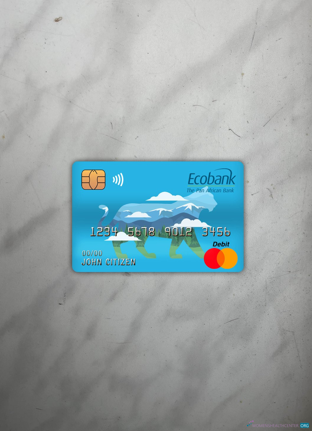 Download Central African republic ecobank master debit card photolook front Photoshop template